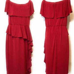 Colleen Lopez red off the shoulder sexy holiday Valentines dress Sz XS